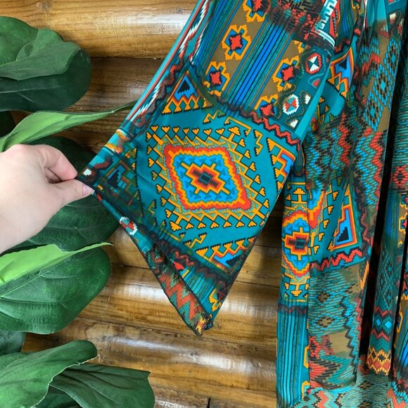 Scully Women's S M Southwestern Print Bell Sleeve Peasant Top Blouse - Picture 2 of 4